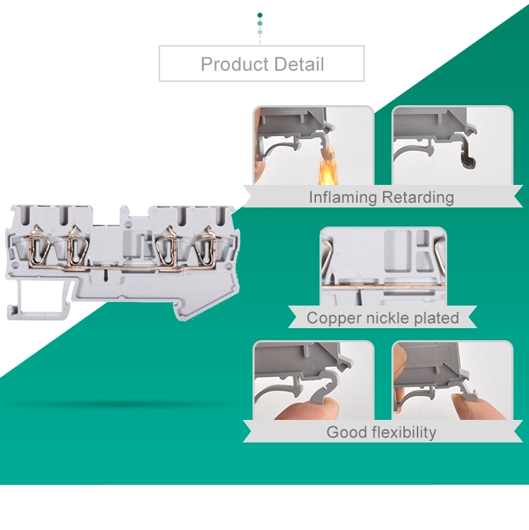 2.5mm DIN Rail Screwless Spring Cage Quattro Terminal Block